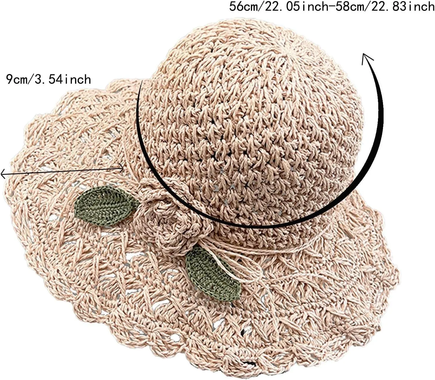 Summer Beach Sun Straw Hats for Women Wide Brim Handmade Foldable Packable Crochet Travel Sun Protection Hat Caps​