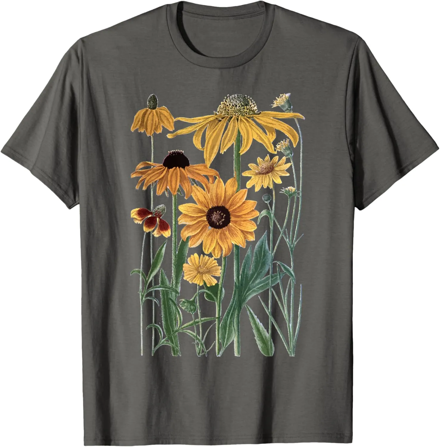Sunflower Wildflower Vintage Botanical Plant Gardening T-Shirt