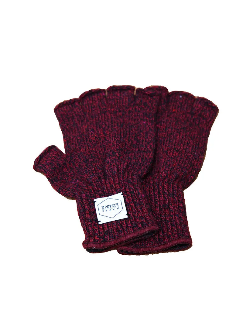 Upstate Stock Fingerless Ragg Wool Glove - Red Melange