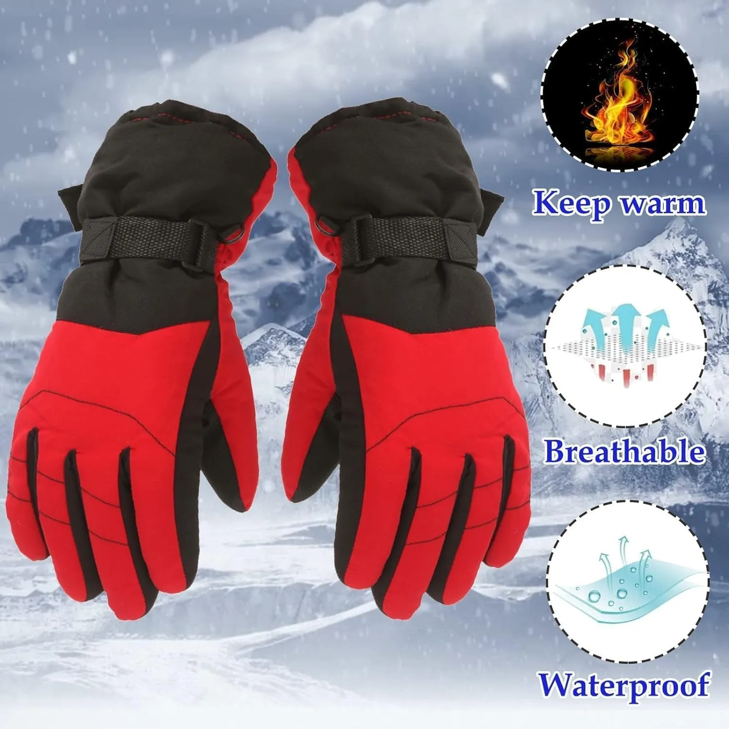 Warm Gloves Winter Gloves Windproof and Waterproof Mittens Gloves Ski Gloves for Men Women Outdoor Warm Gloves Lightweight