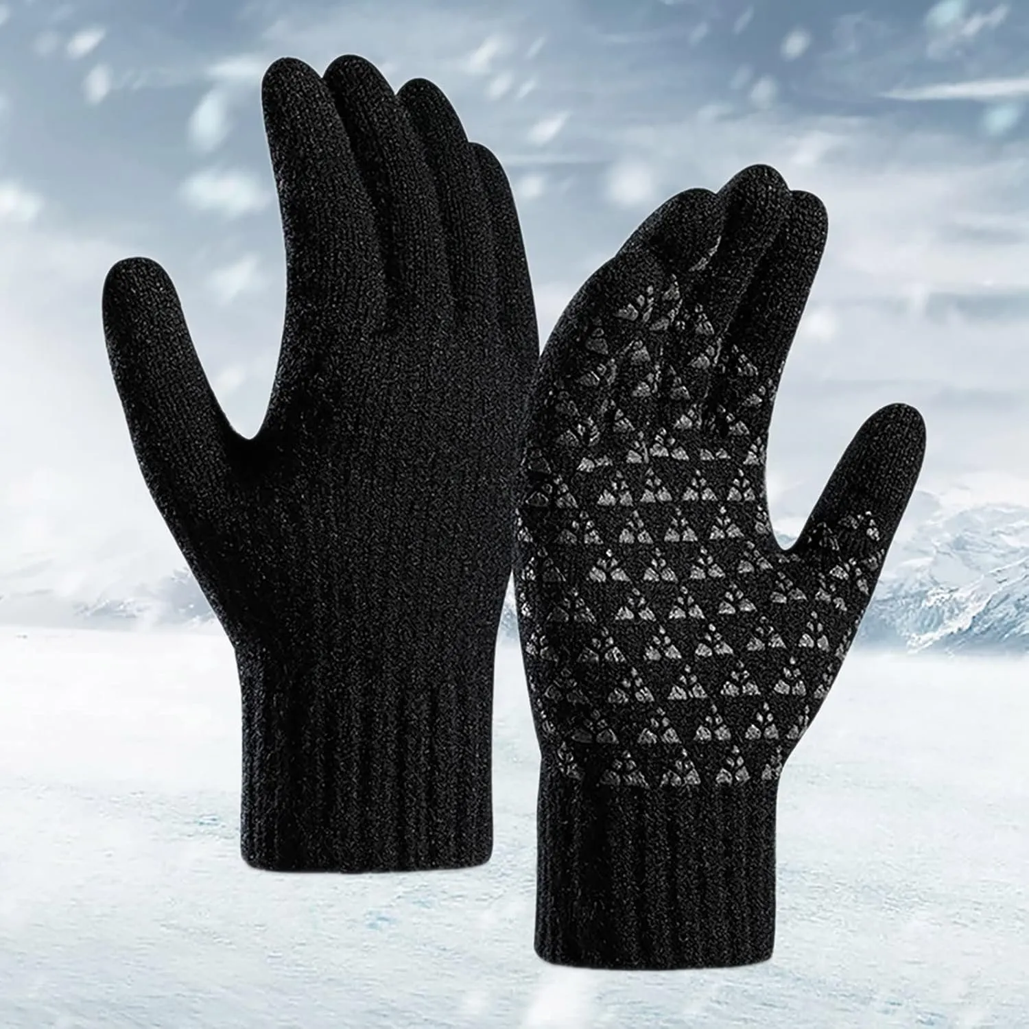 Winter Touchscreen Gloves Unisex Knitted Warm Gloves Touchscreen Lined Stretchy Mitten for Men Women Valentine's
