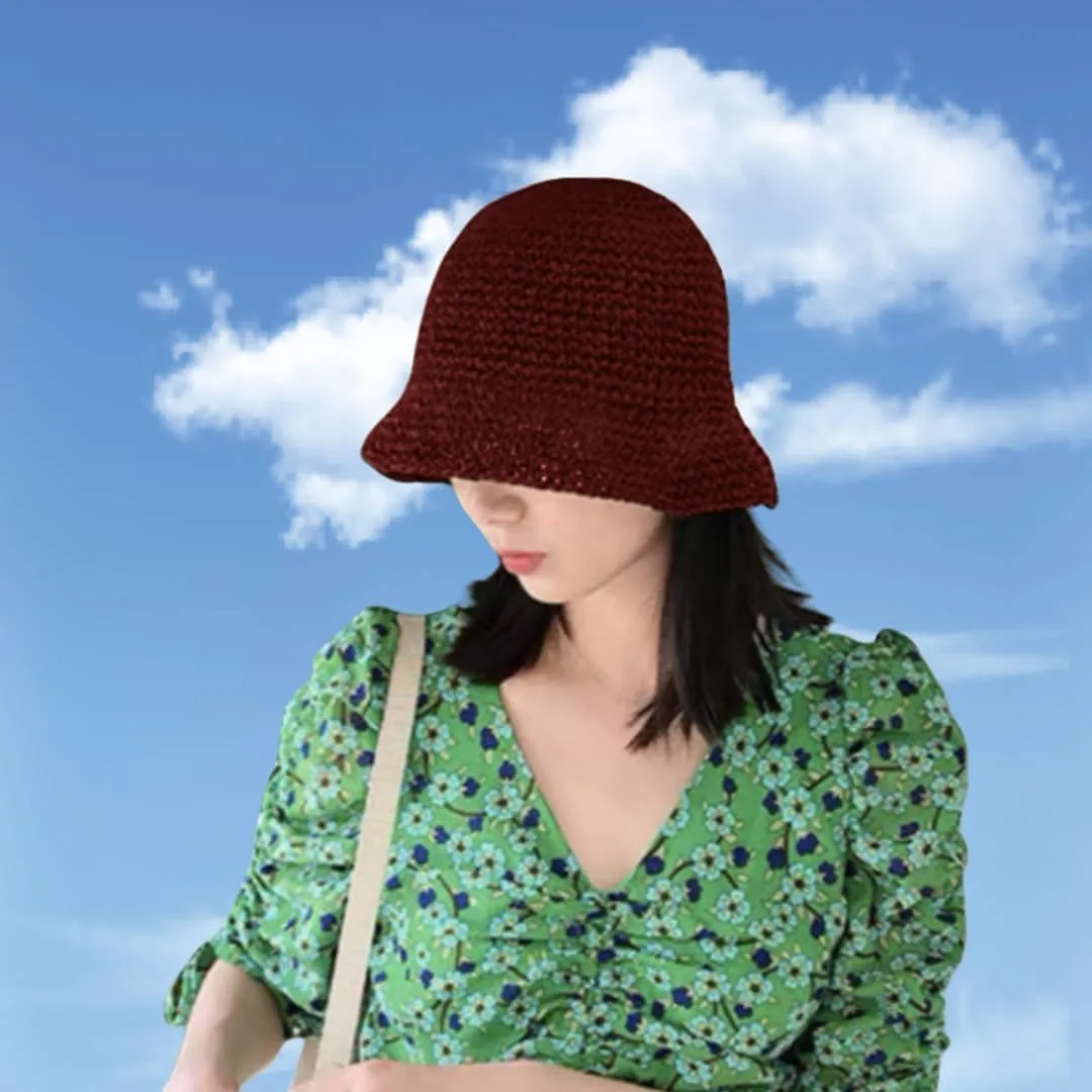Womens Floppy Straw Sun Hat Packable Wide Brim Summer Beach Hat Foldable Crochet Bucket Hats