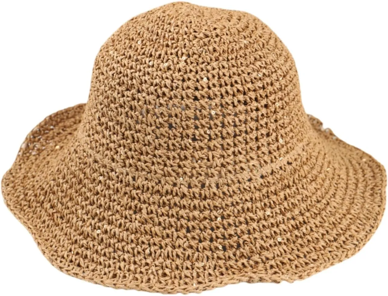 Womens Floppy Straw Sun Hat Packable Wide Brim Summer Beach Hat Foldable Crochet Bucket Hats