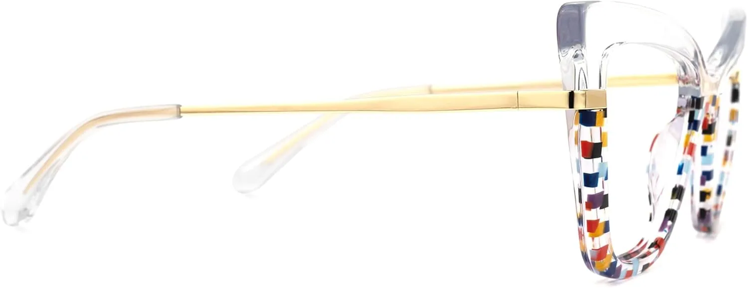 Zeelool Cat Eye Glasses Frame for Women, Vintage Eyeglasses Frame Eyewear with Non-prescription Clear Lens Steey ZWA365460