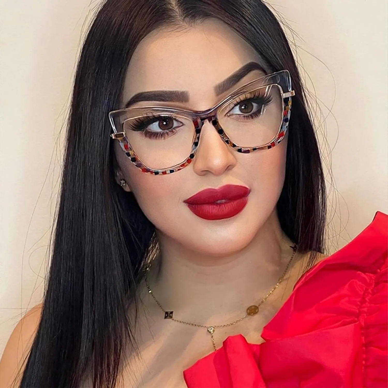Zeelool Cat Eye Glasses Frame for Women, Vintage Eyeglasses Frame Eyewear with Non-prescription Clear Lens Steey ZWA365460