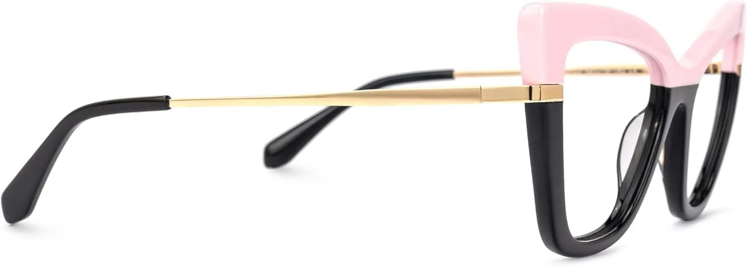 Zeelool Cat Eye Glasses Frame for Women, Vintage Eyeglasses Frame Eyewear with Non-prescription Clear Lens Steey ZWA365460