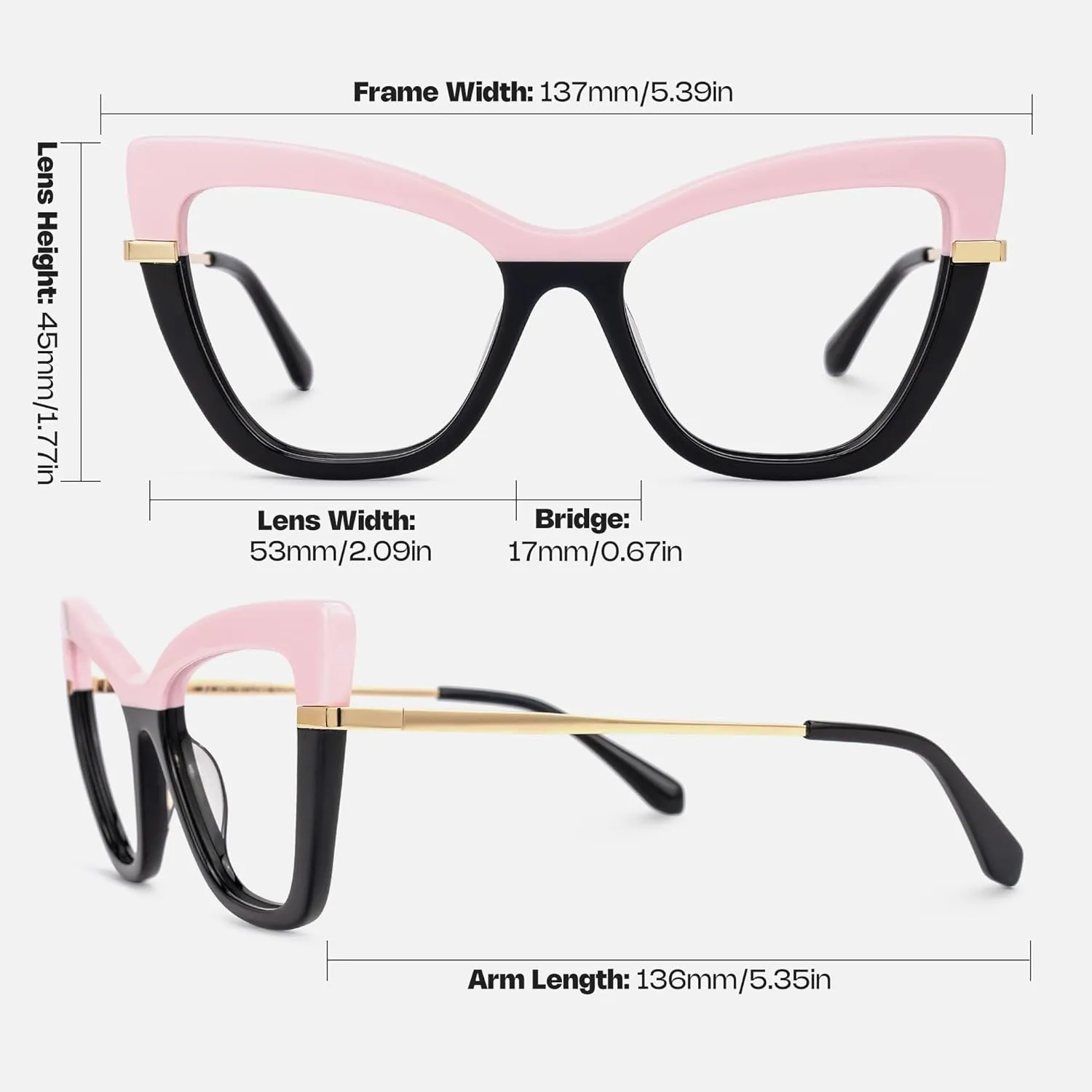 Zeelool Cat Eye Glasses Frame for Women, Vintage Eyeglasses Frame Eyewear with Non-prescription Clear Lens Steey ZWA365460