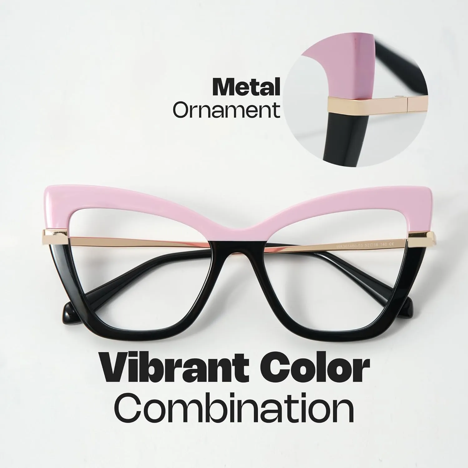 Zeelool Cat Eye Glasses Frame for Women, Vintage Eyeglasses Frame Eyewear with Non-prescription Clear Lens Steey ZWA365460