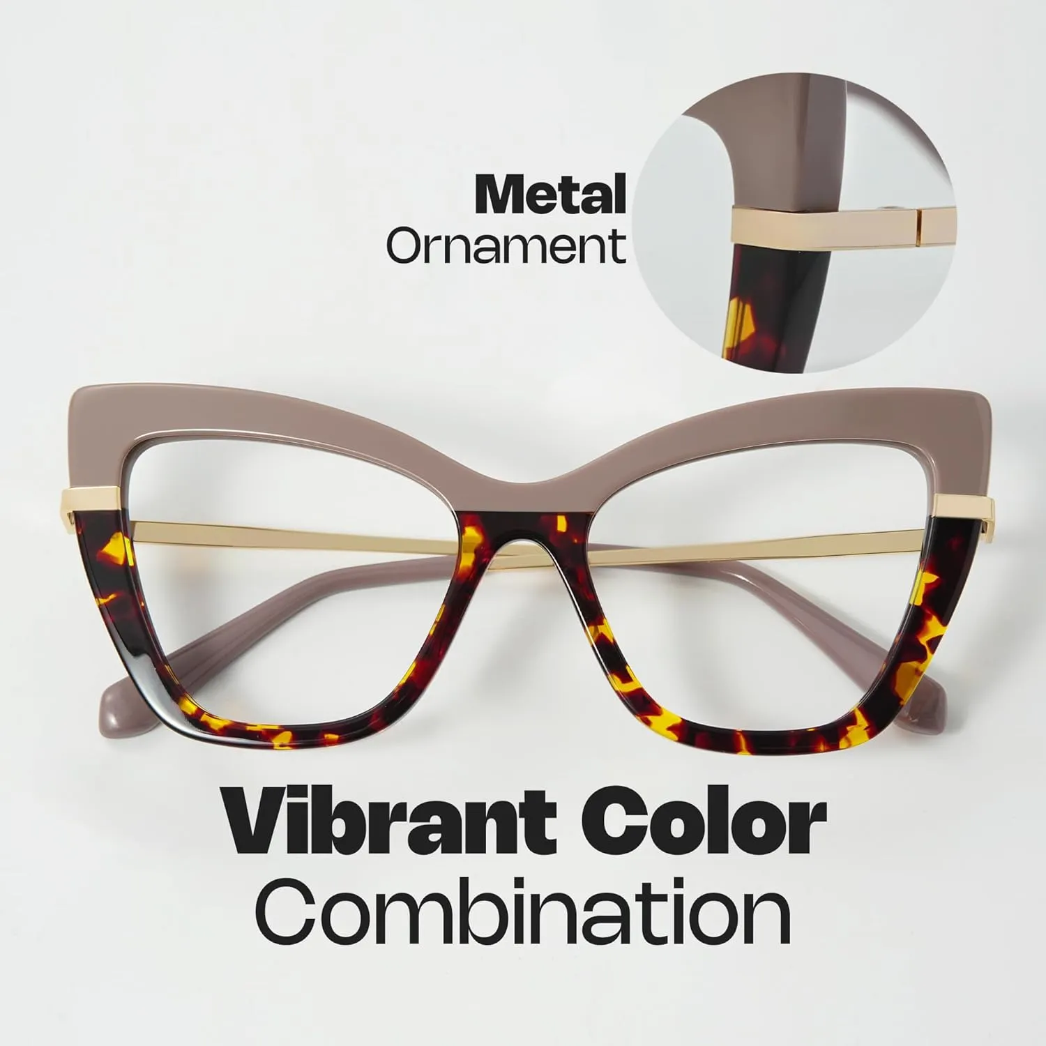 Zeelool Cat Eye Glasses Frame for Women, Vintage Eyeglasses Frame Eyewear with Non-prescription Clear Lens Steey ZWA365460