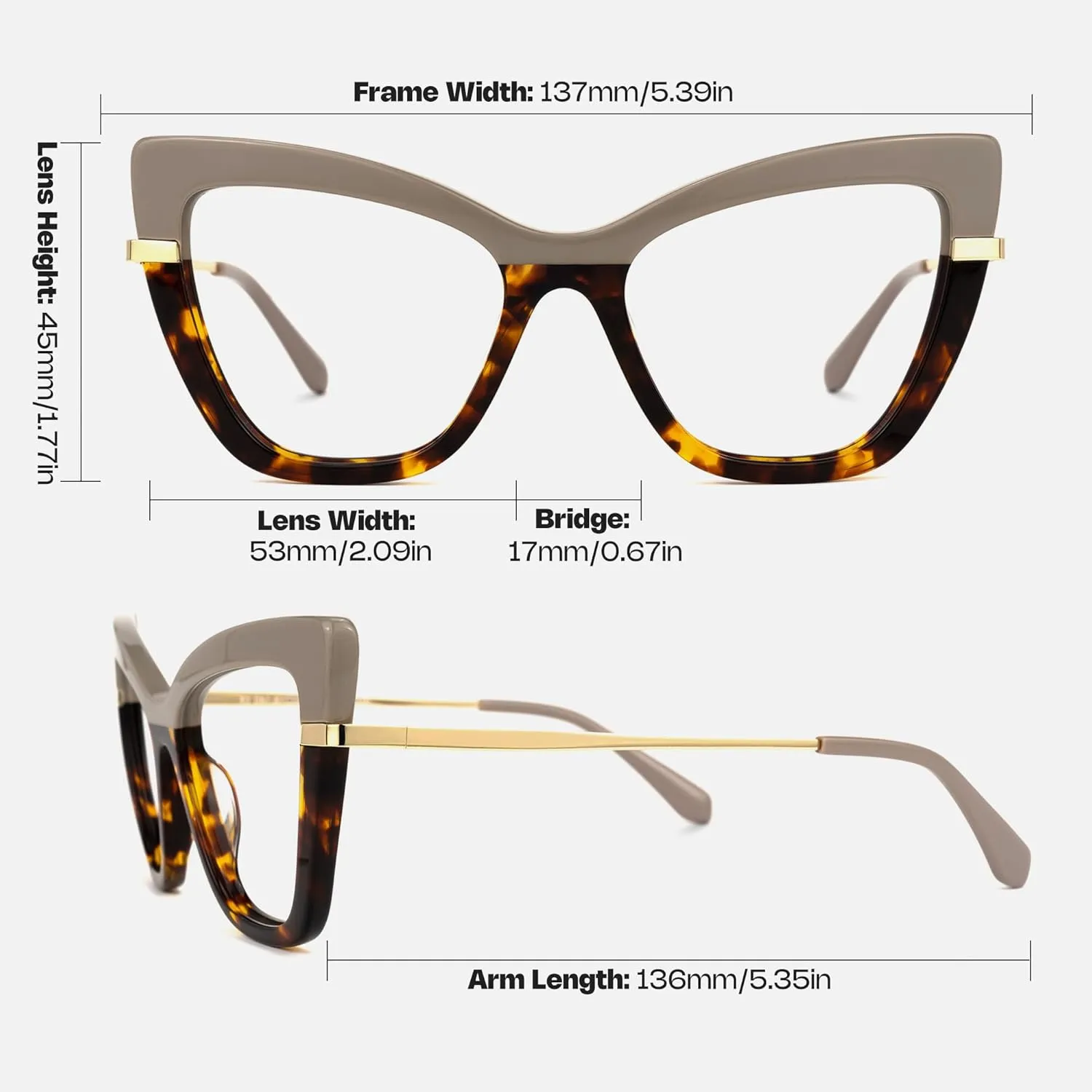 Zeelool Cat Eye Glasses Frame for Women, Vintage Eyeglasses Frame Eyewear with Non-prescription Clear Lens Steey ZWA365460