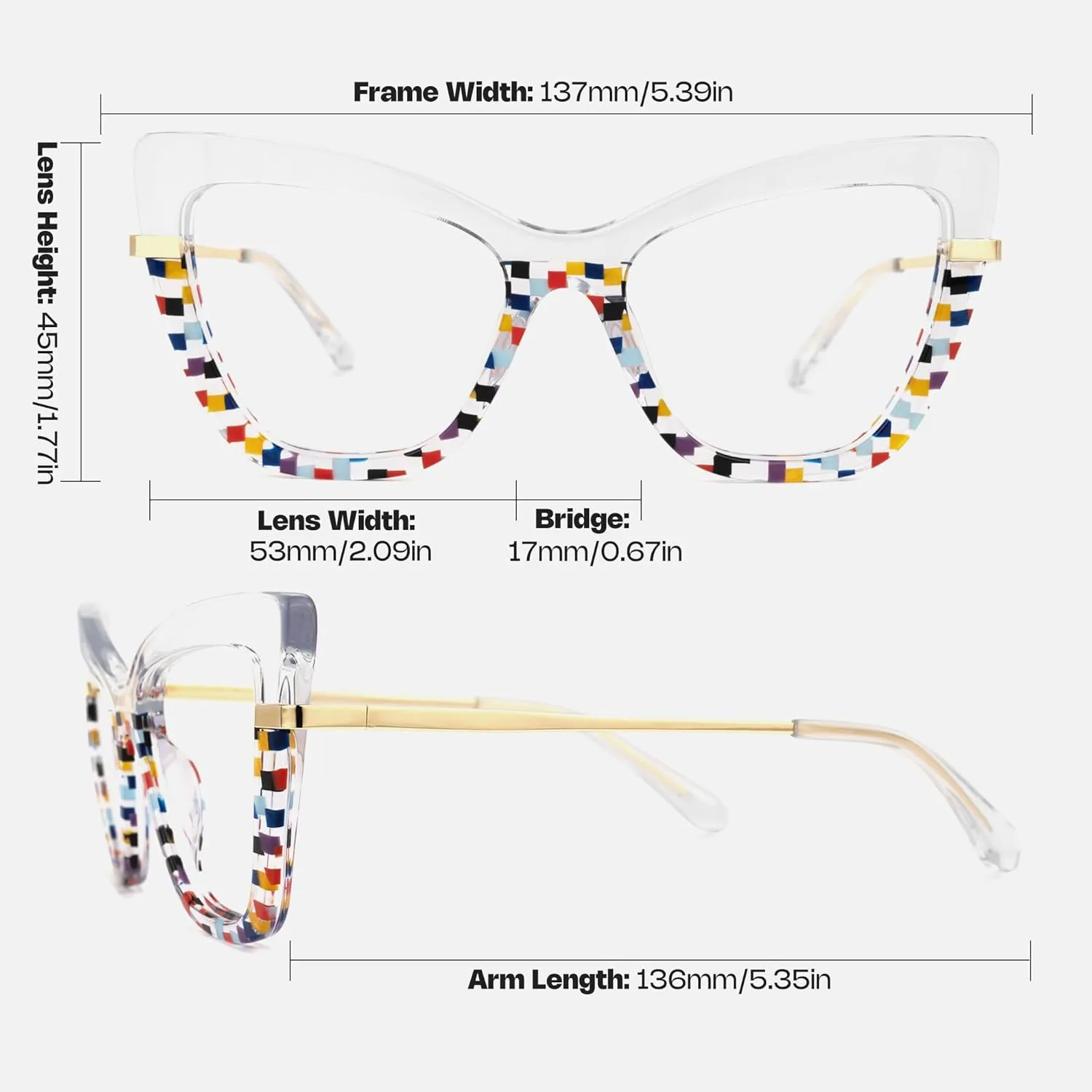 Zeelool Cat Eye Glasses Frame for Women, Vintage Eyeglasses Frame Eyewear with Non-prescription Clear Lens Steey ZWA365460