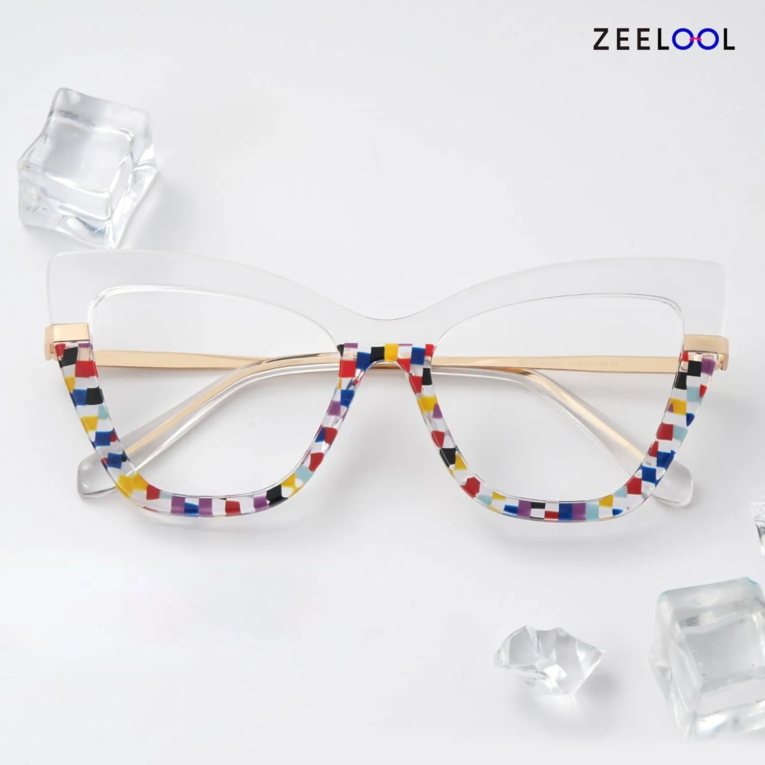Zeelool Cat Eye Glasses Frame for Women, Vintage Eyeglasses Frame Eyewear with Non-prescription Clear Lens Steey ZWA365460