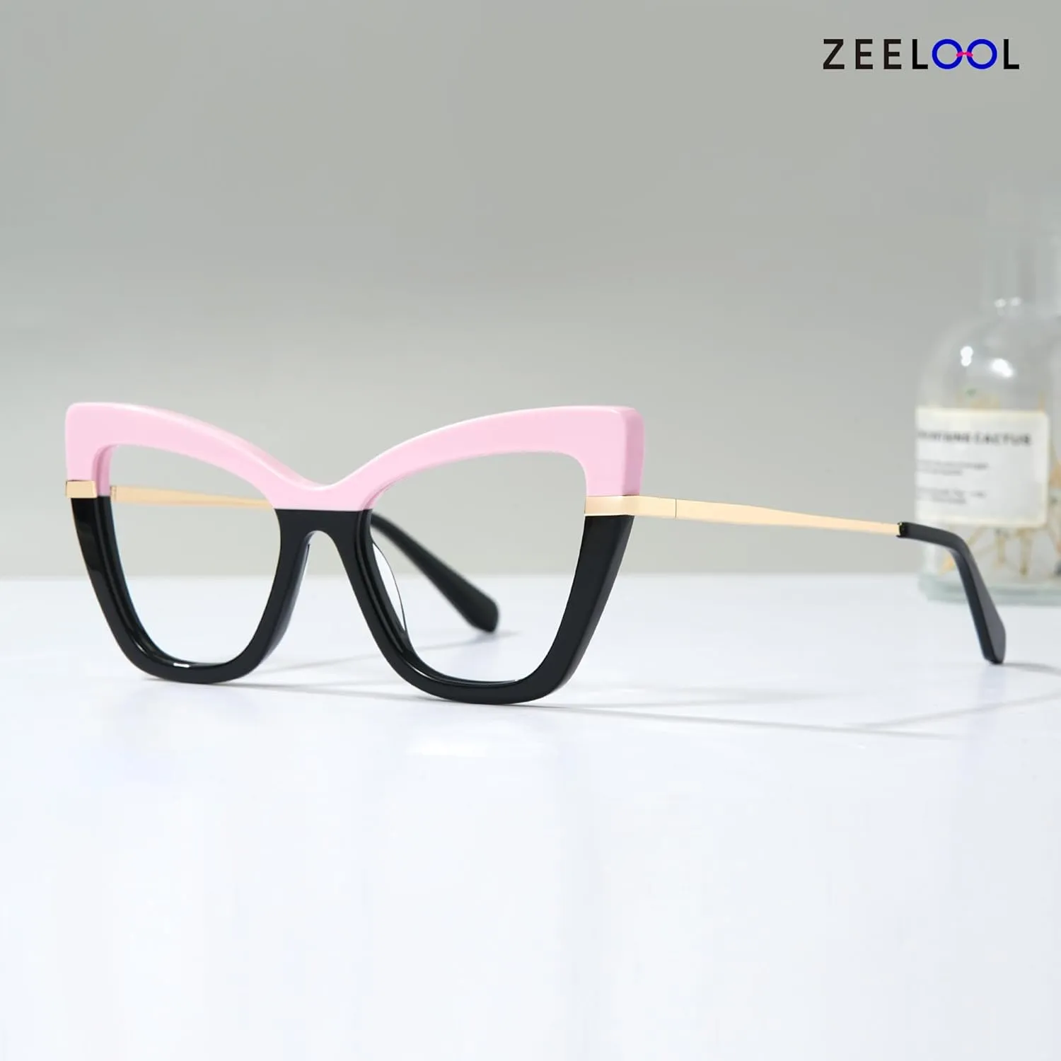 Zeelool Cat Eye Glasses Frame for Women, Vintage Eyeglasses Frame Eyewear with Non-prescription Clear Lens Steey ZWA365460