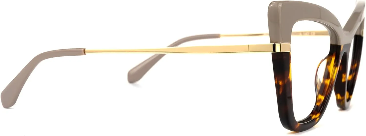 Zeelool Cat Eye Glasses Frame for Women, Vintage Eyeglasses Frame Eyewear with Non-prescription Clear Lens Steey ZWA365460