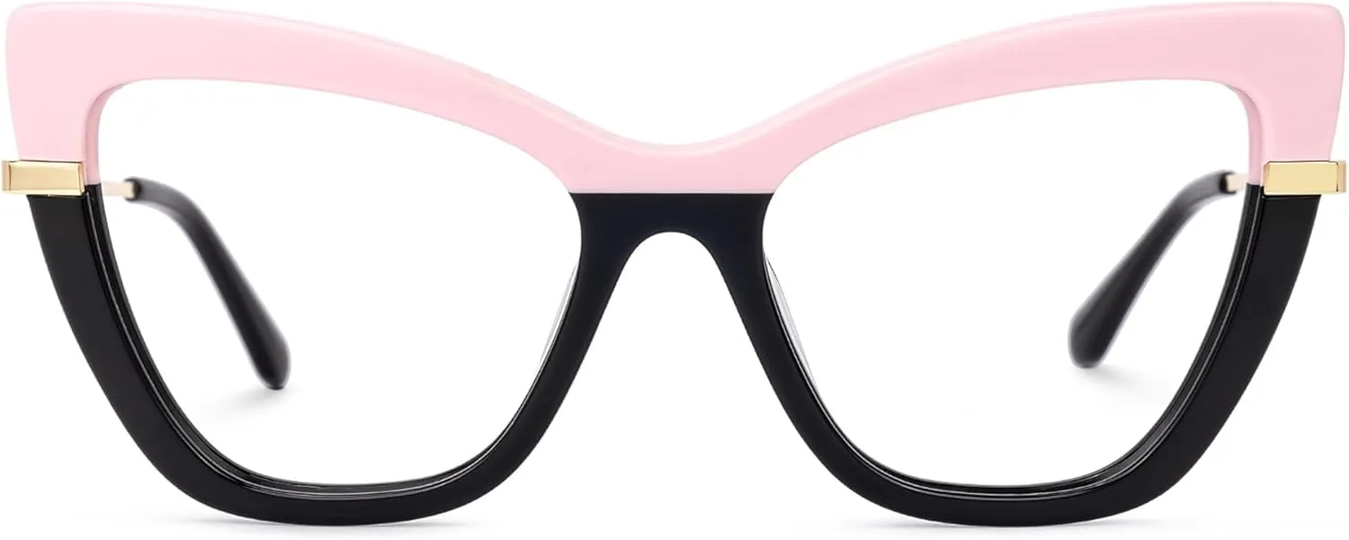 Zeelool Cat Eye Glasses Frame for Women, Vintage Eyeglasses Frame Eyewear with Non-prescription Clear Lens Steey ZWA365460